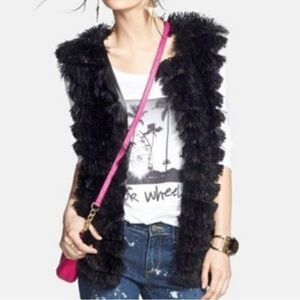 Lark Shaggy Faux Fur Black Vest